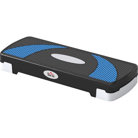 Step d'aérobic antidérapant à 3 hauteurs (10/15/20 cm), idéal pour la gymnastique et les exercices à domicile, supporte une charge de 150 kg, dimensions : 80 x 31 x 20 cm, bleu. (1/5)