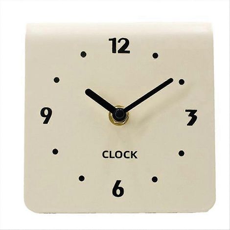 Geräuschlose Wanduhr im Retro-Stil, Wohnzimmerdekoration, Weiß und Creme, schlichtes Design (1/5)