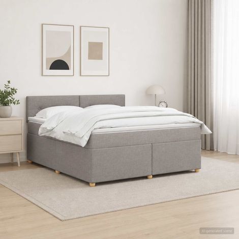 vidaXL Lit boxspring avec matelas Taupe 180 x 200 cm Tissu (1/5)