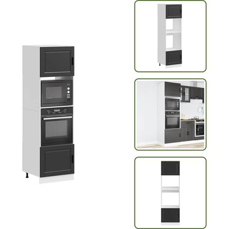 Armadi per cucina - vidaXL Armadi Forno 2 pz Porto Neri in Legno Multistrato - Armadi per forno
