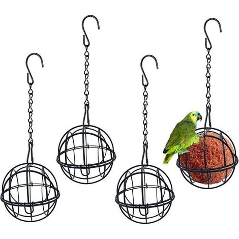 Mangeoire Oiseaux - Lot de 4 mangeoires pour Oiseaux - pour Boules de Graisse - Diamètre : 7 cm - Mangeoire Oiseaux Exterieur - (1/4)
