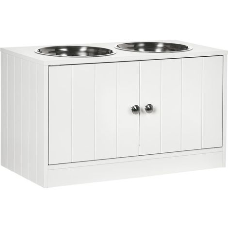 Bols Amovibles Inox Repas Confortable Porte Gamelle Surélevé Double avec Coffre pour Chien et Chat (1/5)