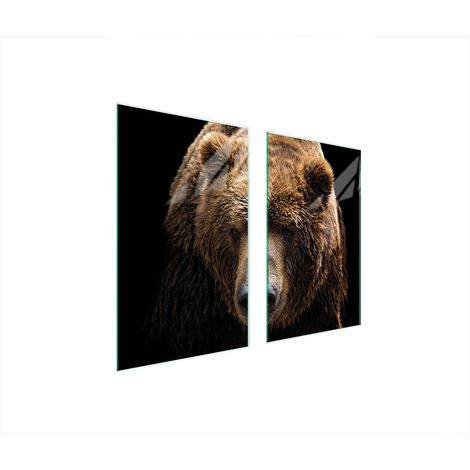 PLAQUE DE PROTECTION EN VERRE POUR POÊLE 75x52 OURS EN PELUCHE (1/5)