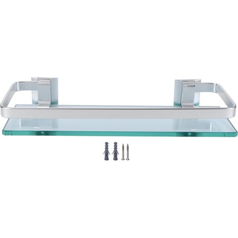 Étagère de salle de bain en verre trempé, étagère de rangement en aluminium spatial pour toilettes (1/5)