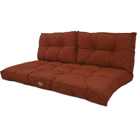 Ensemble Coussins Capitonné Banquette 120x60 Terracotta - Épais 15cm (1 Assise + 2 Dossiers) (1/5)