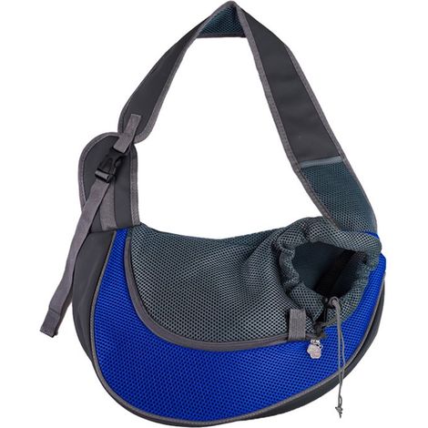Comoda borsa a tracolla portatile per il trasporto di animali domestici, adatta a cani e gatti, di colore blu scuro, taglia S 3. (1/5)