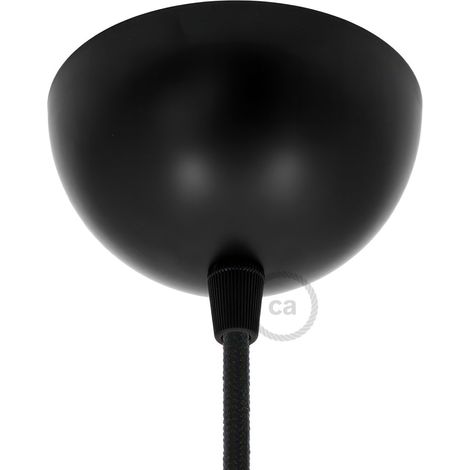 Rosace de plafond semi-sphérique en métal peint – 1 trou – Pour lampes suspendues – Effet brillant durable – Couleur noire – Creative Cables