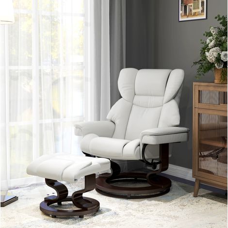 MODFU – Canapé relax cuir blanc crème – Repose-pieds et massage 10 points – Inclinaison 145° – 360° – Blanc crème (1/5)