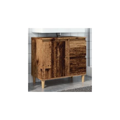Armoire lavabo vieux bois 65x33x60 bois d'ingénierie (1/5)