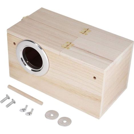 Nichoir Oiseaux Extérieur Bois Naturel – Boîte de Reproduction pour Perruche Pinson Tourtereaux Cockatiel Conure, Ouverture Droite, Abri Nidification Jardin Balcon (1/5)