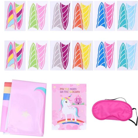 Autocollants de Jeu Licorne Rose en Papier pour Garçon et Filles Affiche de Jeu et Masque pour Fête D'anniversaire ou Jeux de Table (1/5)