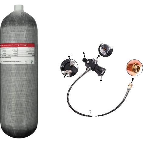 Réservoir Haute Pression, Fibre de Carbone, Performance Fiable, 4.7L avec vanne A (1/2)