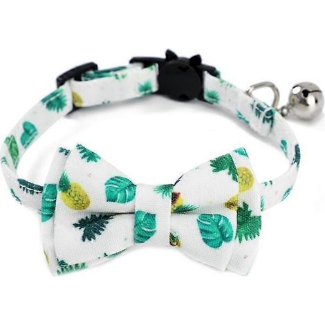 Hundehalsband mit Ananas-Print, schöner Metallschnalle, inklusive Glöckchen, bequem und sicher für Haustiere. (1/4)