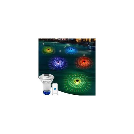Distributeur de chlore flottant avec thermomètre, diffuseur de chlore de piscine à affichage numérique avec lumière solaire, flotteur de chlore de piscine à commande par bouton (1/5)
