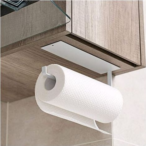 Porte Essuie Tout Auto-Adhésif Supports pour Papier Essuie-Tout en Dérouleur Porte Rouleau de Cuisine Mural pour Armoire de Cuisine ou Salle de Bain (1/3)