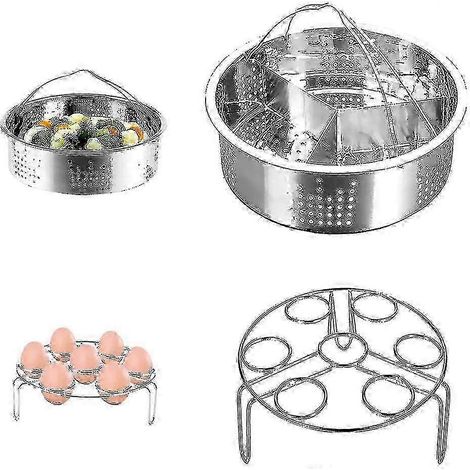 Ensemble de 3 paniers vapeur en acier inoxydable pour Instant Pot et usage en cuisine (1/3)