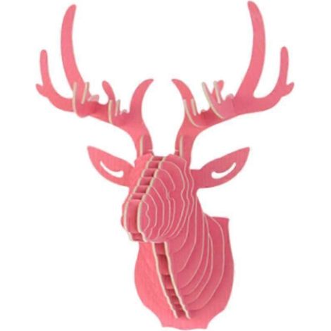 Hirschkopf-Wandskulptur, Hängedekoration für das Wohnzimmer, Weihnachtsdekoration-Red (1/5)
