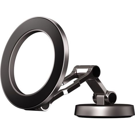 Soporte para teléfono de coche, adhesivo giratorio plegable de tres secciones, compatible con MagSafe, negro. (1/5)