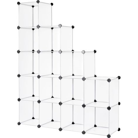 dibea Würfelregal 16 Fächer, modulares Stecksystem, flexibel erweiterbar, robust & wasserabweisend, ideal als Schuh- oder Kleiderregal