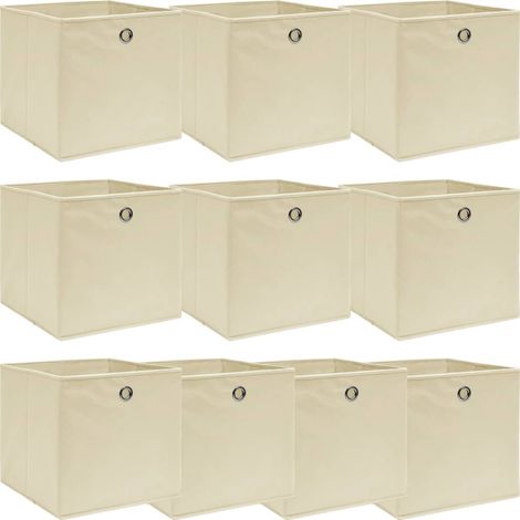 FIMEI Boîtes de rangement 10 pcs Crème 32x32x32 cm Tissu (1/5)