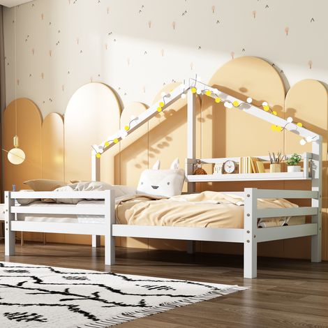 Letto Bambino 90x200 cm con Ripiano Integrato a Forma di Casa (1/5)