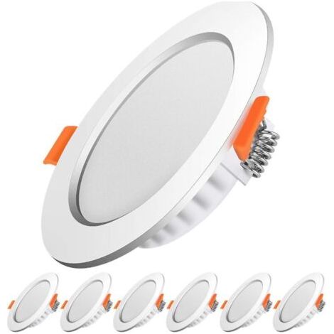 Spot LED Encastrable,Extra Plat,Spot Encastré Led Intérieur Plafond Plafonnier,Rond Ultra Slim Downlight,7W Incandescence,230V Blanc Chaud 3000K,Pour Salle de Salon,Cuisine,Lot de 6