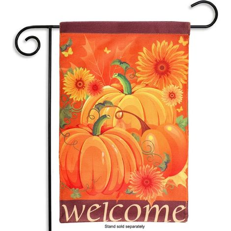 Drapeau de jardin double citrouille d'automne 30 x 45 cm Décoration tournesol récolte d'automne Drapeau de bienvenue pour cour