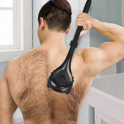 Rasoir pour le dos et le corps pour hommes (à monter soi-même), manche ergonomique, rasage sur peau sèche ou humide (lame incluse)