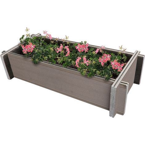 Fioriera componibile 55 x 25 x 12.5 Made in Italy in WPC da balcone, terrazzi o ambienti esterni Marrone (1/2)
