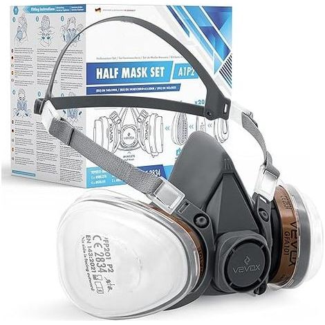 FITLAB-Masque de protection respiratoire A1P2 – Filtration P2 pour 94% des particules – Confort Max Seal – Utilisation prolongée peinture et collage - ABEK1P2 (1/5)