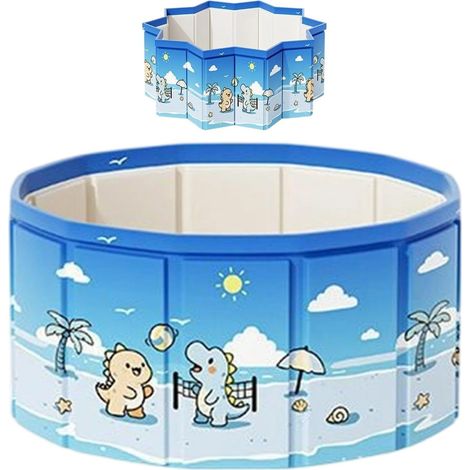Piscine Chien Pliable 90 Cm Piscine Enfant Antidérapante Piscine Pataugeoire Enfant Pliable avec Tuyau D'évacuation, Résistant En Toutes Saisons, pour Chiens et Enfant (1/5)