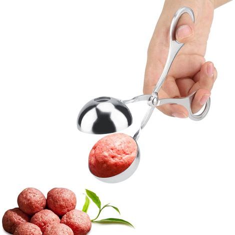 1 Stück (5 cm) Edelstahl-Fleischbällchen-Löffel, antihaftbeschichteter Löffel für Fleischbällchen, Zange für Cake Pops, Eiscreme, Keksteig, Melonen usw. (1/5)