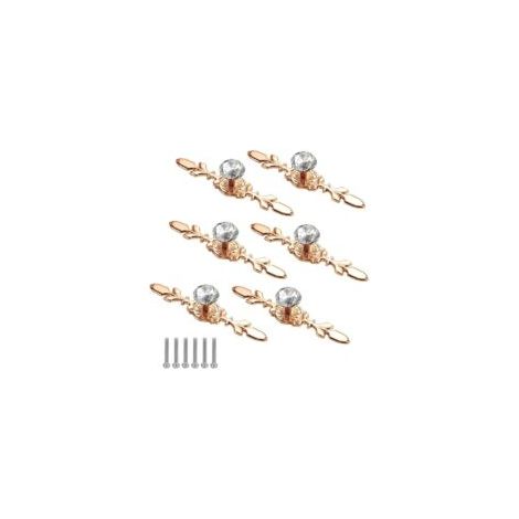 Poignée de porte en diamant, ensemble de 6 pièces, poignées de porte en cristal doré, poignées de meubles, poignées de meubles en diamant, boutons en cristal - Crezuo (1/4)