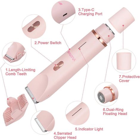Rasoir intime pour femme, modèle rose : ZB-0236L (1/4)