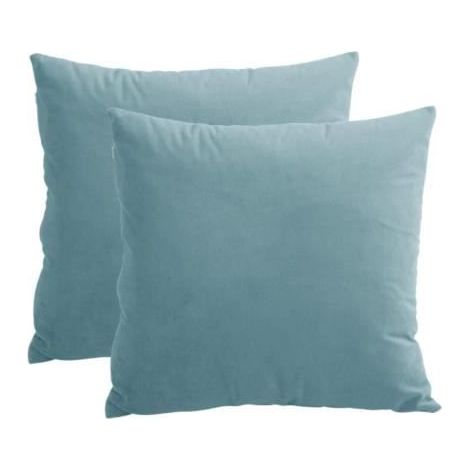 Housse de Coussin - Home - Lot de 2 - Velours Bleu Clair - 45x45 cm - Fermeture Éclair Invisible-Ywey (1/4)