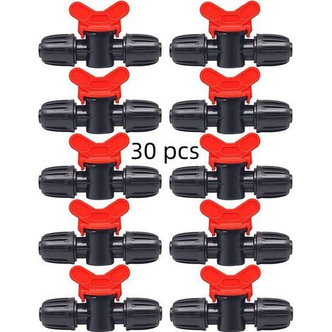 Lot 30 vannes interrupteur – PE – tuyau 16 mm – verrou barbelé – connecteur valve – irrigation goutte à goutte