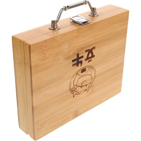 boîte de mah jong portable en bois avec poignée pour un (1/5)