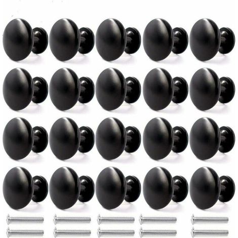 Lot de 20 boutons de meuble vintage 30mm – Alliage de zinc poli – Installation facile pour placards et tiroirs – Noir - 20PCS (1/5)