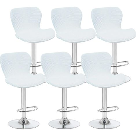 Lot de 6 housses de tabouret pivotant incurvées blanches, 40 x 30 x 30 cm, housses de chaise de bar à dossier bas, adaptées aux comptoirs, bars et cuisines (1/5)
