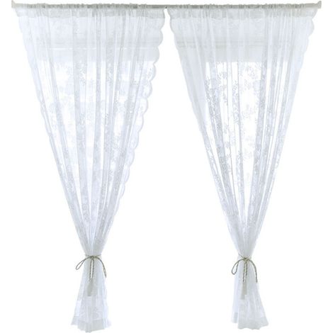 Rideaux en Voile Contemporains Blancs à Poche pour Tringle - 29x47 Pouces (74x119cm)
