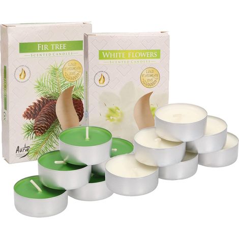 KOTARBAU Lot de 6 bougies chauffe-plat parfumées - Durée de combustion : 4 heures (fleurs blanches + sapin) (1/5)