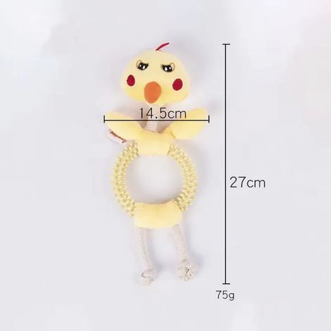Jouet à mâcher pour chien jaune - En peluche - Coton - Sifflet sonore - Polaire + coton pp + PVC - Sac d'opp ou carton (1/5)