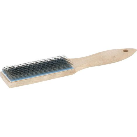Feilenbürste mit Holzkörper Kratzenband geklebt