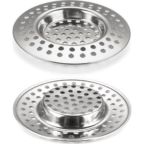 Lot de 2 crépines d'évier, en acier inoxydable, compatibles lave-vaisselle (GR049) (1/5)