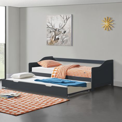 Divano con Letto Estraibile 90x200 cm - Grigio Scuro [en.casa] (1/5)