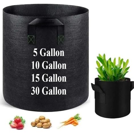 Sacs de culture pour plantes (15 gallons, 4 pièces) - Capacités disponibles - Sacs de culture épais en tissu non tissé avec poignées - Pots en tissu aéré (1/4)