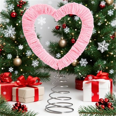 Chapeau De Père Noël - Sommet D'Arbre De Noël En Métal À Ressort - Décoration Festive Pour Arbre Intérieur - 1 Pièce (1/5)