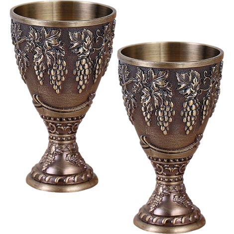 Copa De Whisky - Set De 2 Copas Metálicas Vintage En Estilo Europeo - Color Bronce - Capacidad 40 Ml Por Unidad (1/5)