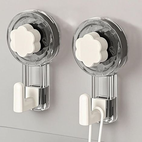 Accroche Serviette Salle de Bain, Crochet Ventouse Extra Puissantes (62mm) Réutilisables pour Salle de Bain, Cuisine, Camping & Voiture, Bathroom Towel Suction Hooks (1/5)