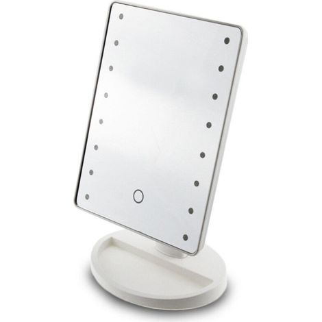 Miroir de maquillage sans fil avec 16 LED, miroir HD rechargeable, blanc (1/5)